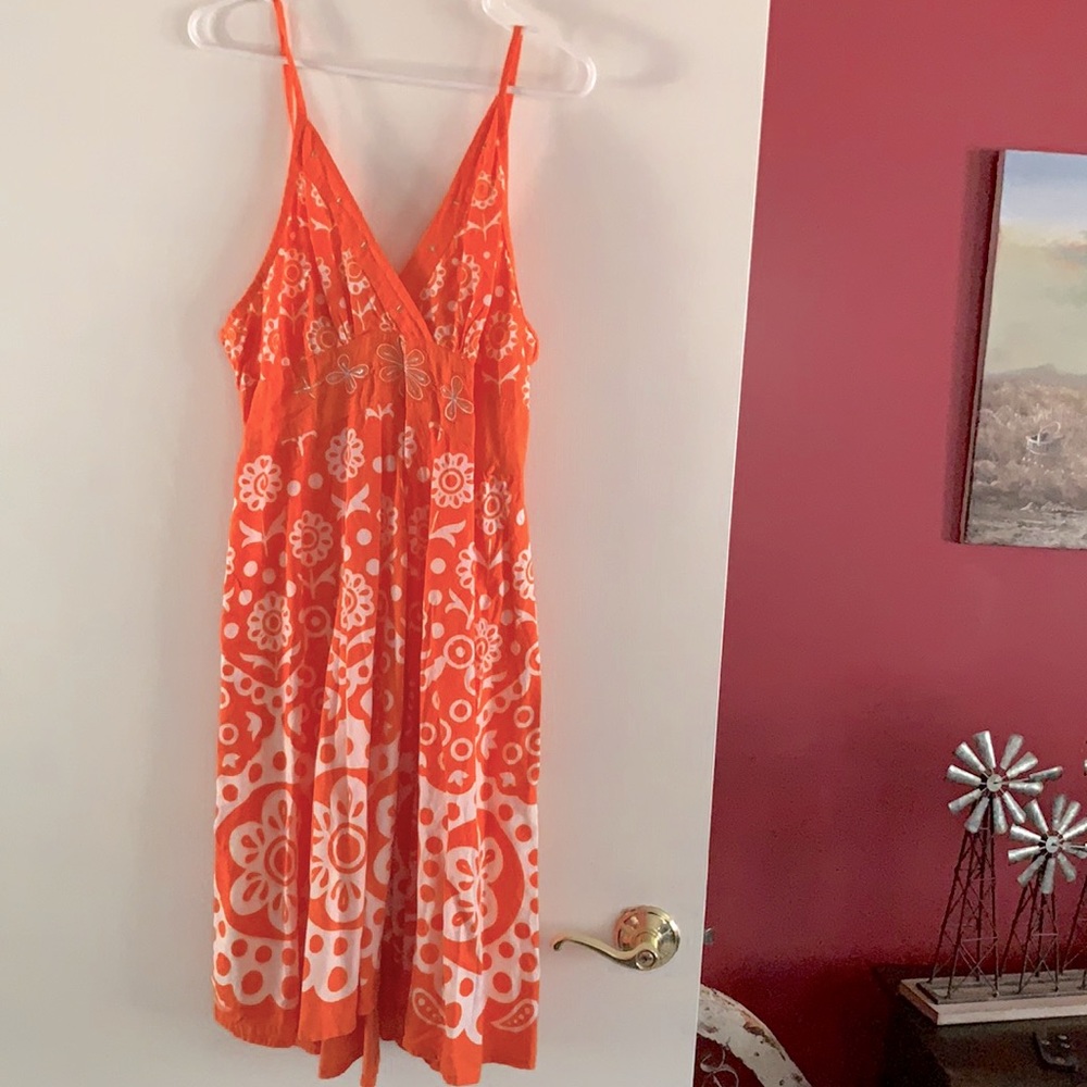 Super cute fit and flare orange floral dress 1x